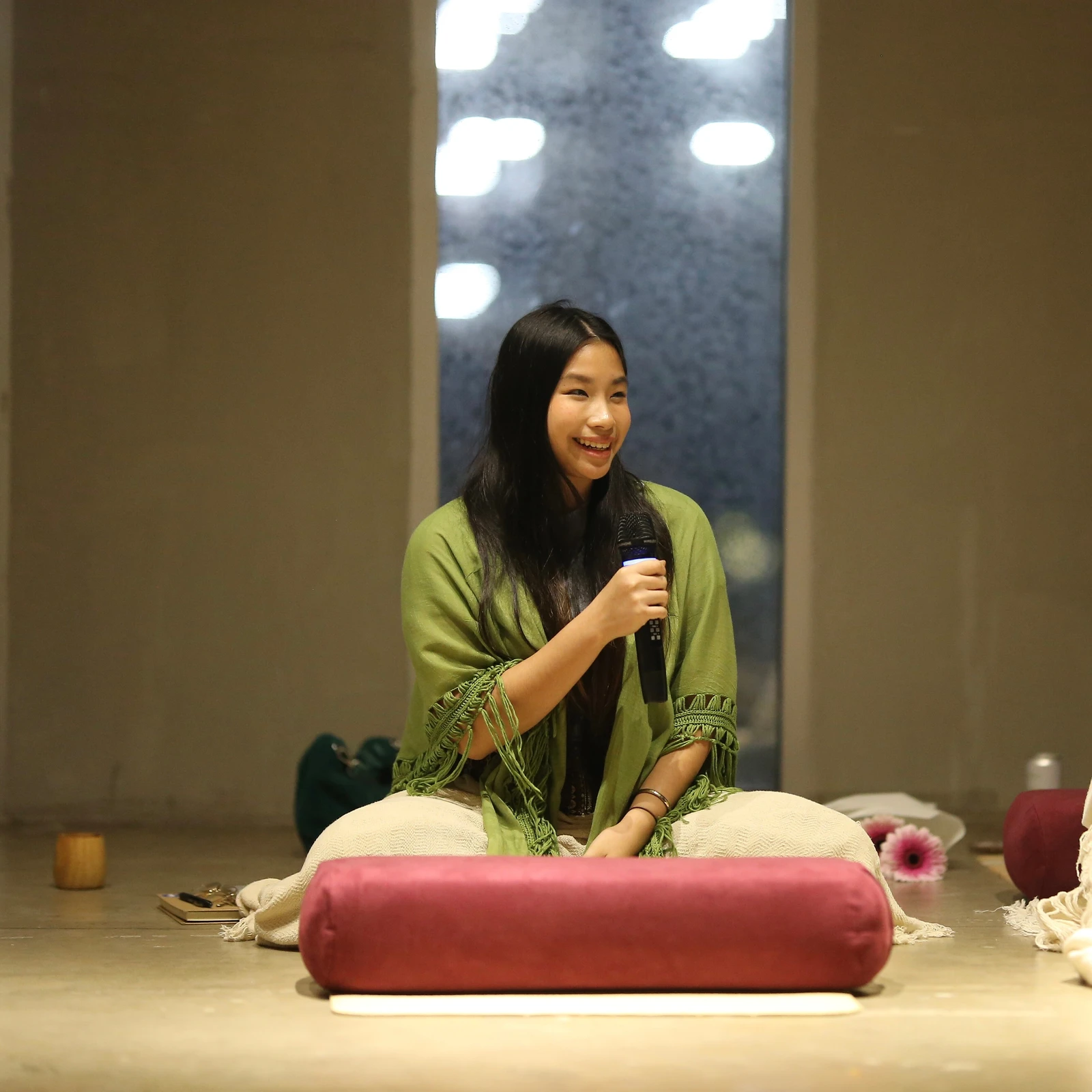 Candlelit witchcraft ritual setup